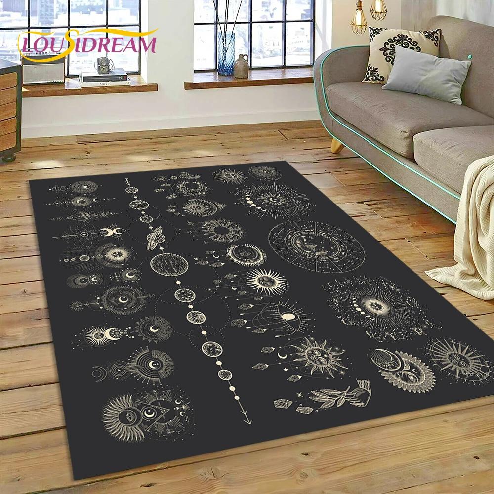 Sun Moon Mandala Magic Witchcraft Tarot Carpet Rug for Home Living Room Bedroom Sofa Doormat Decor,Area Rug Non-slip Floor Mat