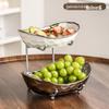 Elegant Multi-Layer Ceramic Fruit Bowl with Electroplating - High-Value Dried Fruit Storage Rack