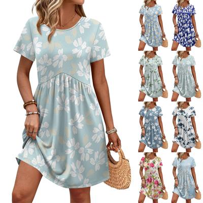 Dresses For Women Short Sleeve O Neck Casual Dresses Waist Maternity Dress With Pockets