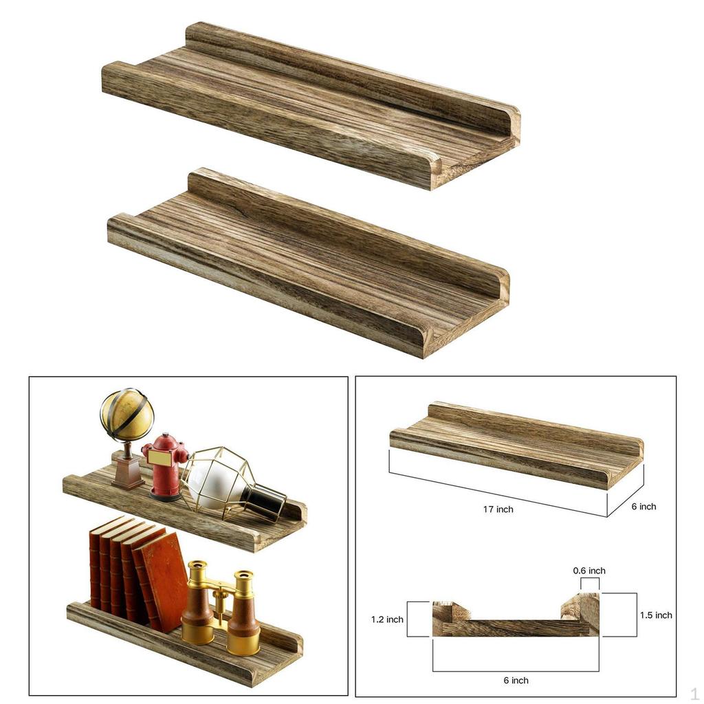 2x Rustic Wood Floating Shelves for Farmhouse Bathroom Decor, Kitchen ,Book Shelf