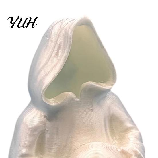Desktop Scary Decor 3D Printed Glow In The Dark Skull Ornament, Gothic Hooded Ghost Statue Luminous Spooky Figurine for Halloween Decoration,