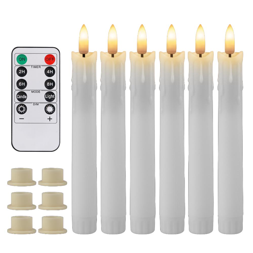 6/8/12Pc Hanging Floating Candles with/without Remote Flameless Flickering Taper Candles Dripless Handheld LED Candles Lights