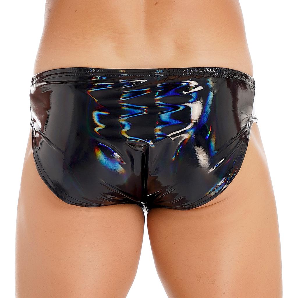 Mens Patent Leather Wet Look Briefs Elastic Waistband Underpants Underwear Club Pole Dancing Wear