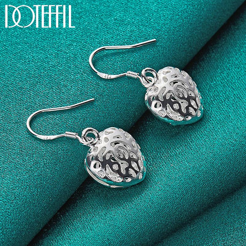 Heart Pendant Earrings Silver Fashion Jewelry