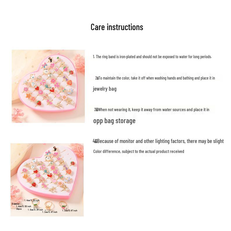 Children's Zinc Alloy 3D Drip Oil Rings - Assorted Shapes & Gift Box Packaging