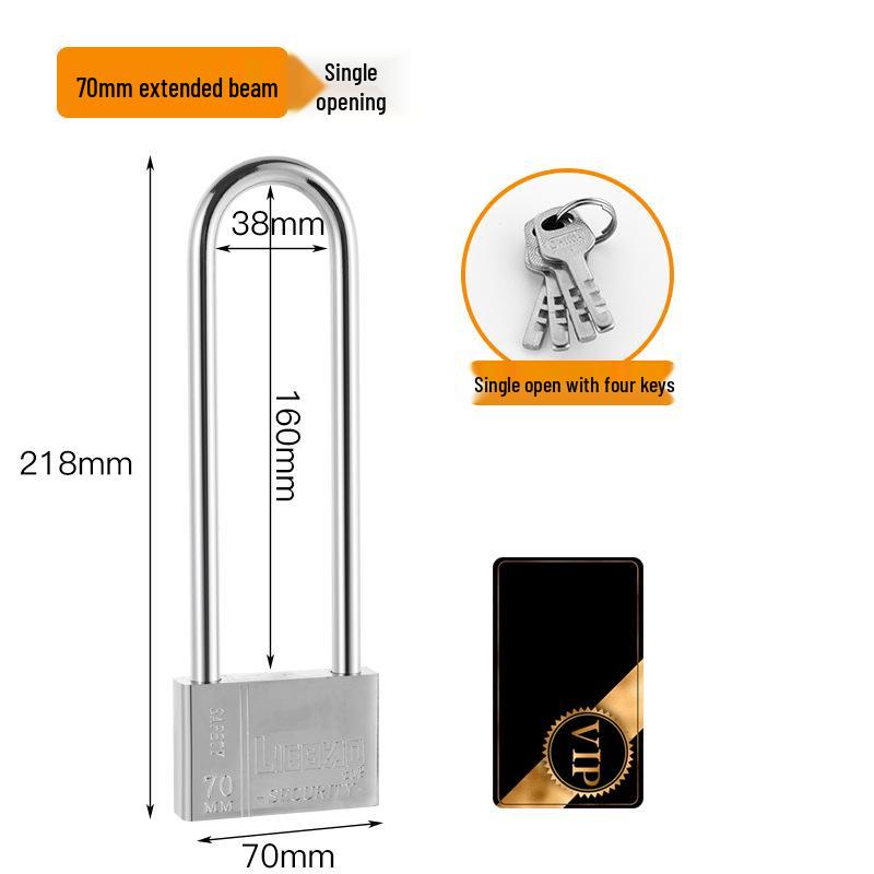 Extra Long Shackle Padlock 30mm Copper with 3 Keys for Cabinets and Doors
