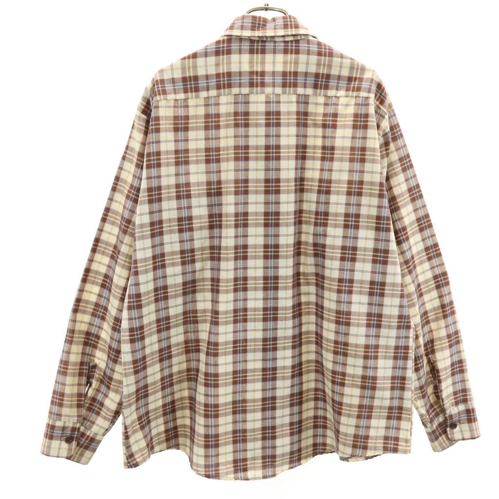 Sears 70s Made in USA Vintage Check Pattern Long sleeve CPO shirt L Brown Men's Used