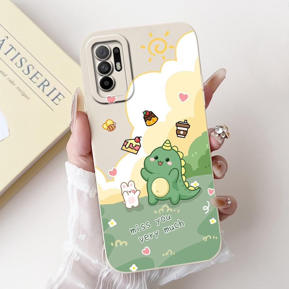 Funda For Oppo A94 5G CPH2211 Case Capa Soft Matte Silicone Bumper Cartoon Animals For OppoA94 A 94 Back Cover Camera Protected