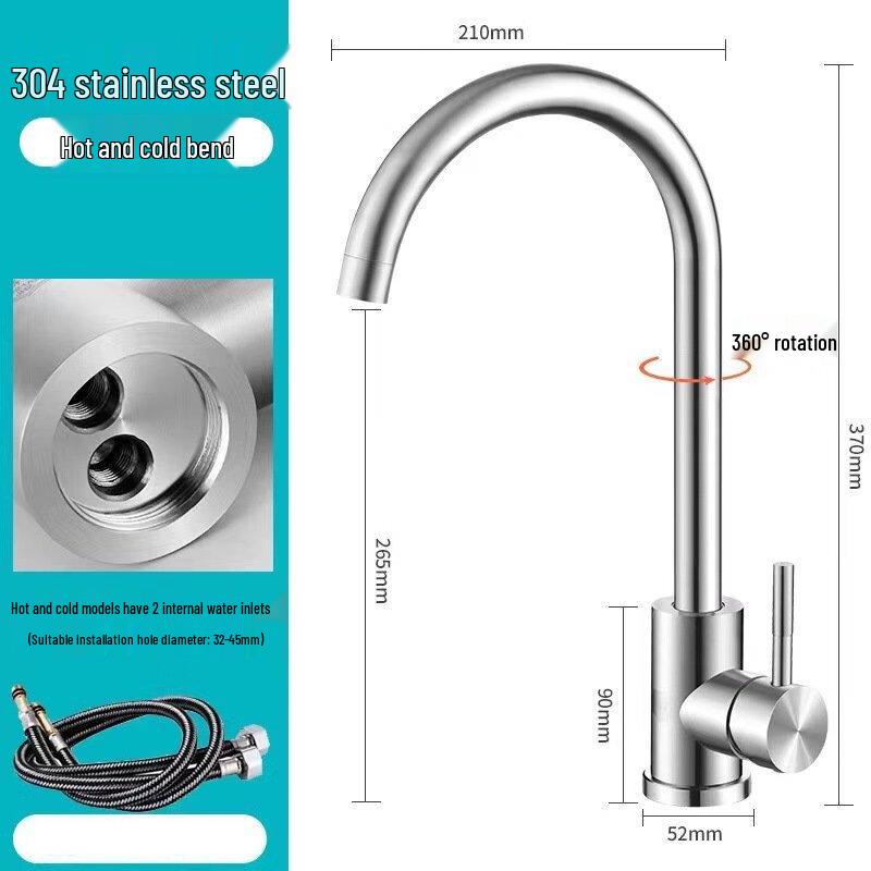 TLXT 304 Stainless Steel Gooseneck Kitchen Faucet