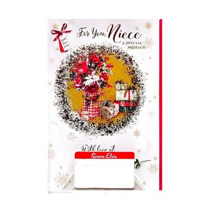 Simon Elvin For You Niece Wreath Christmas Card (Pack of 6)