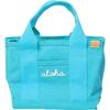 Emplet Veil Hawaiian Mini Tote Bag with Aloha Embroidery, 21cm Wide X 24cm High X 16cm Deep, Turquoise, 100% Cotton. Multiple Compartments Make It Eas