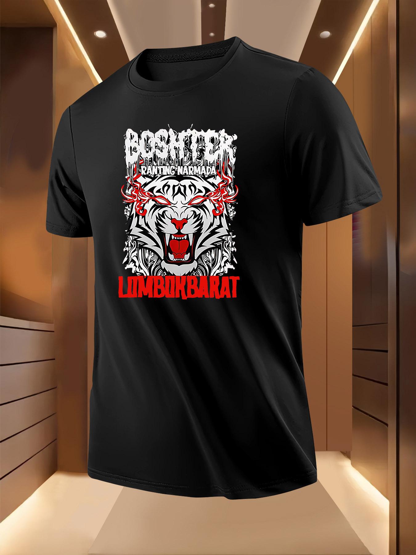 Flame Tiger Print Tshirt - Breathable Lightweight Polyester S