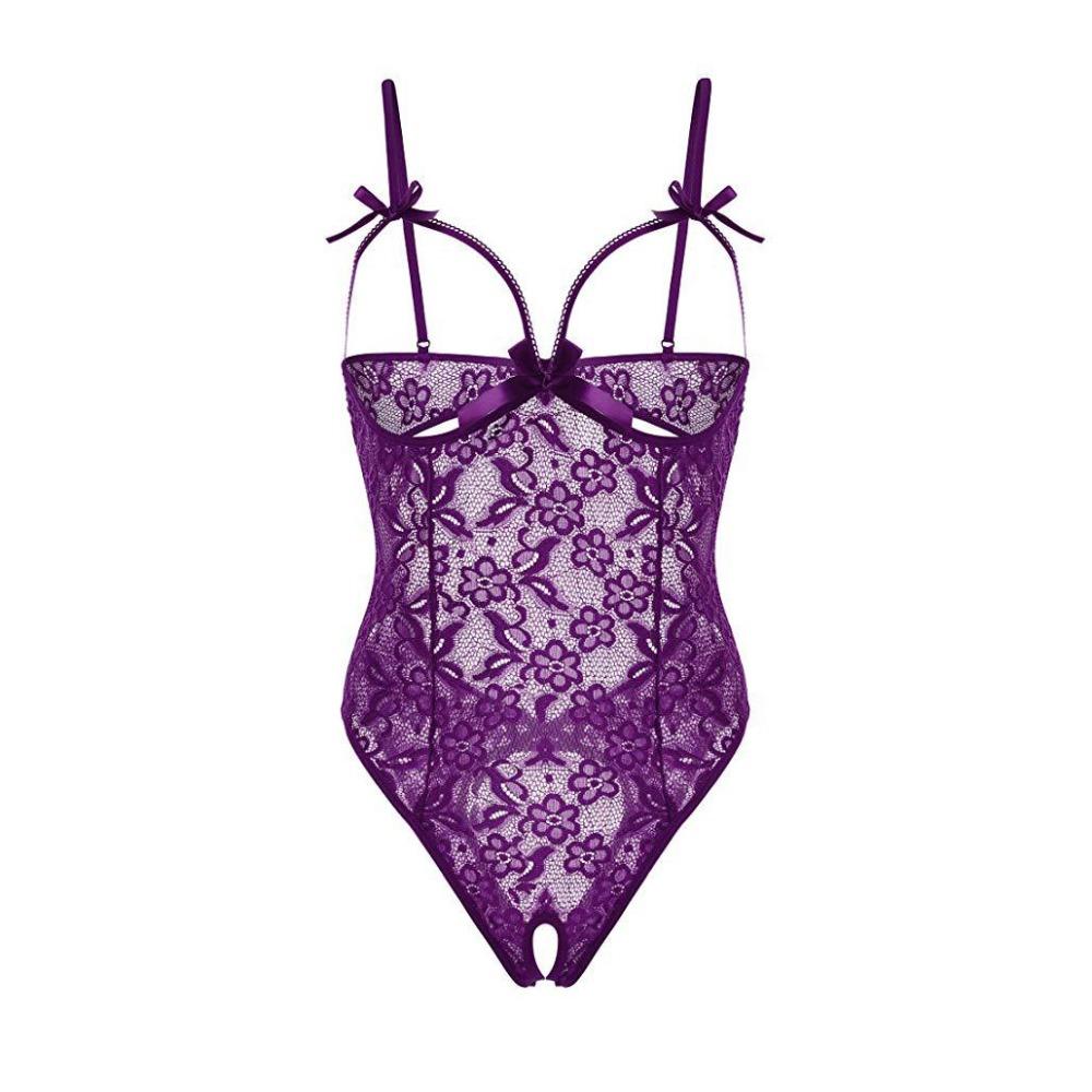 Open Crotch Lace Bow Bodysuit Mesh Hollow Lace Sling Nightwear Sweet Women Underwear  Gifts