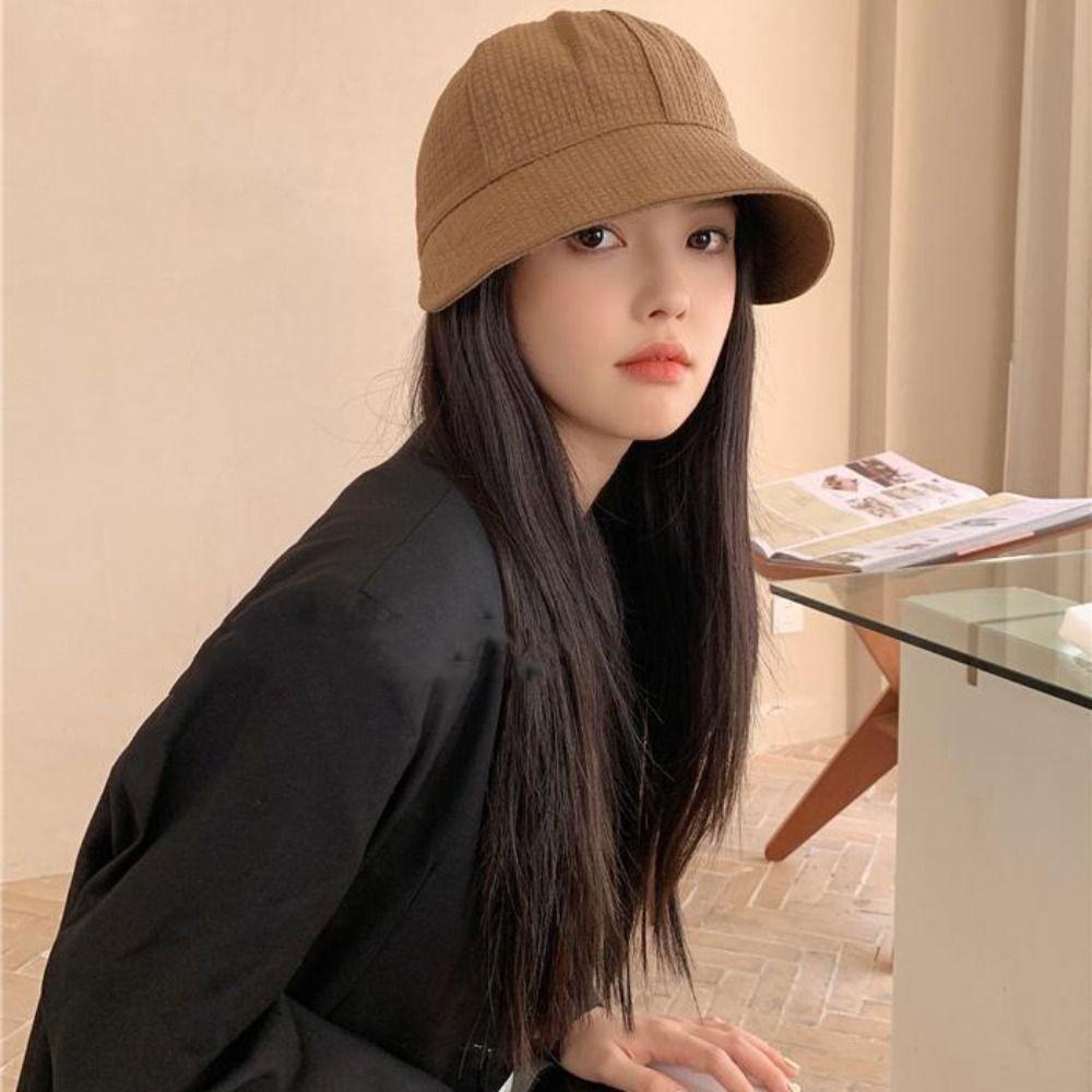 Quick-drying Waffle Beach Cap Solid Color Wide Brim Sun Hat Simple Waffle Bucket Hat  Male