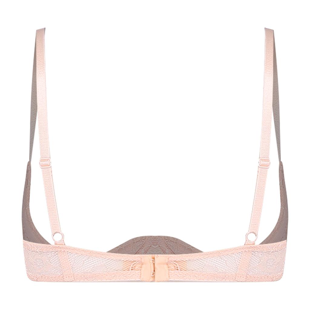 Sujetador de Encaje para Mujer 1/4 Taza Balconet Bralette Con Aros Diseño Push Up Top de Lencería Floral