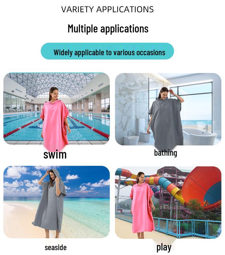 Ultrafine Fiber Hooded Beach Bathrobe and Portable Changing Towel