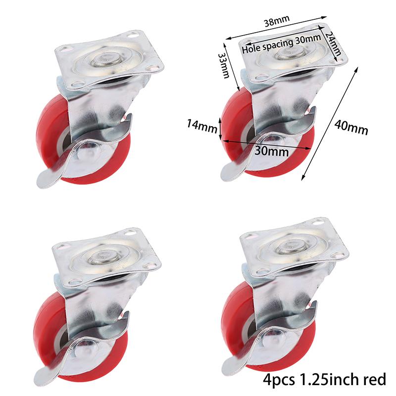 4Pcs 1"/1.25"/1.5"/2" Pvc Furniture Casters Wear Resistant Mute Universal Heavy Trolley Wheels 360 Degrees Swivel Castor