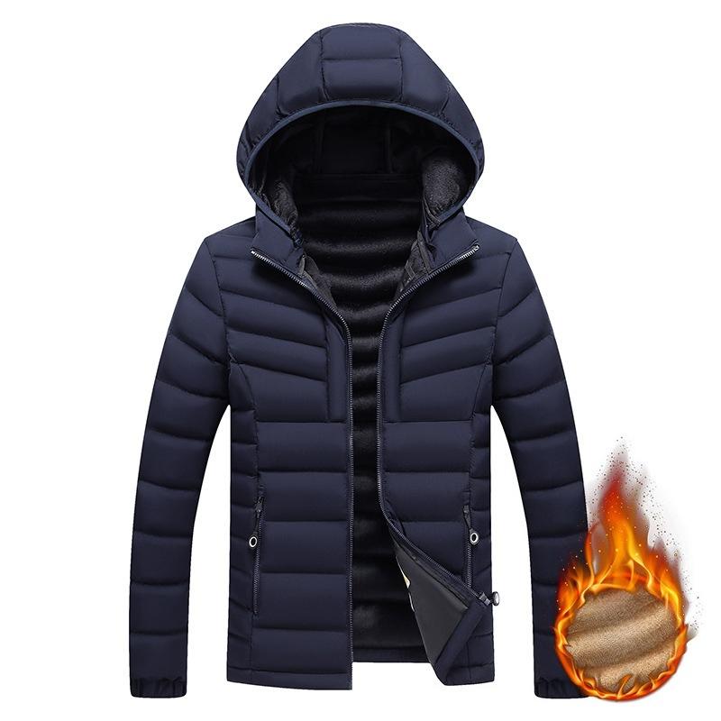 Light Clothing Cotton Comfortable and Versatile Jacket Men's Models Winter Slim Removable Cap Padded Thickened Hooded Jacket Men