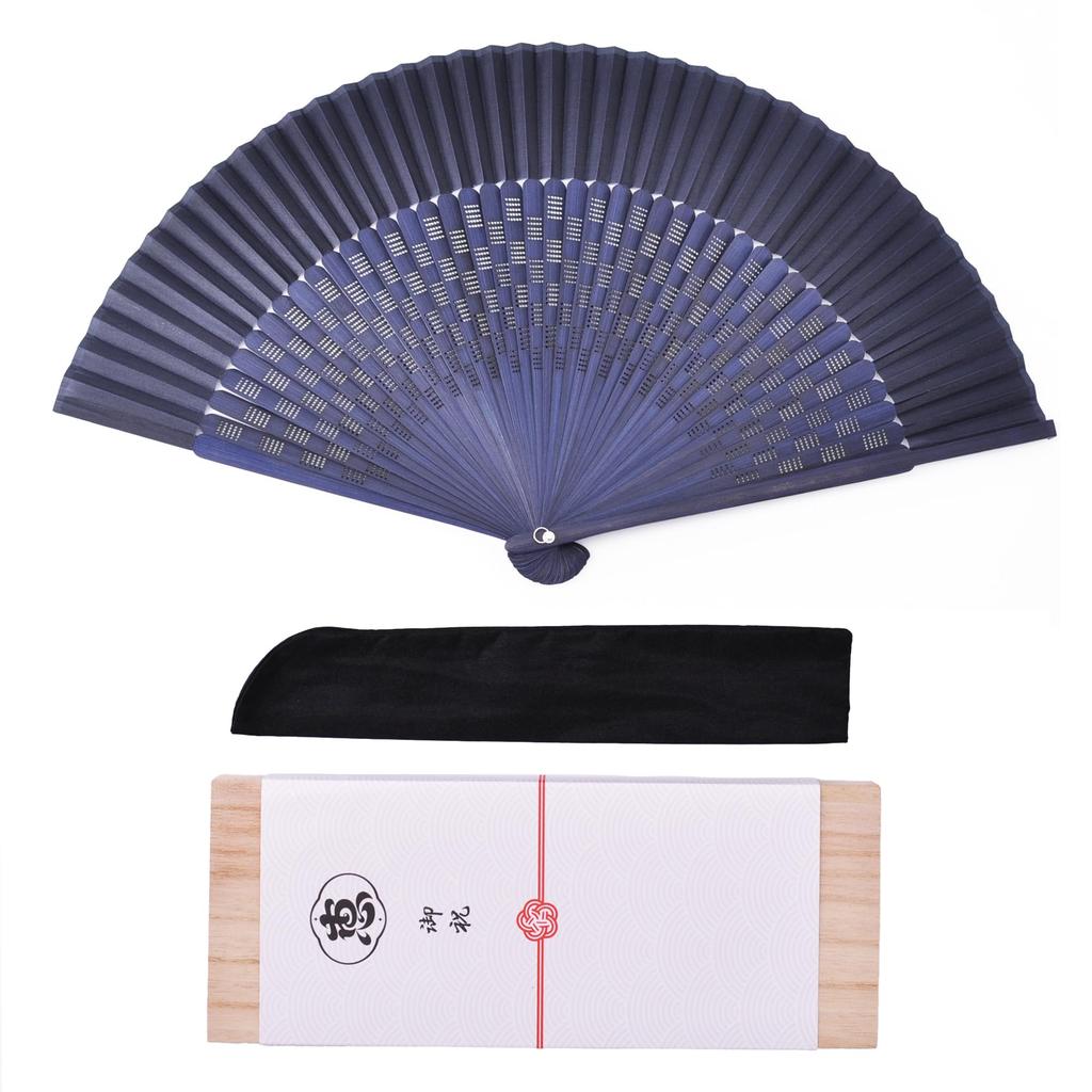 Noshi Box Checkered Navy Blue [Keichido] Fan, Frame, xin02,