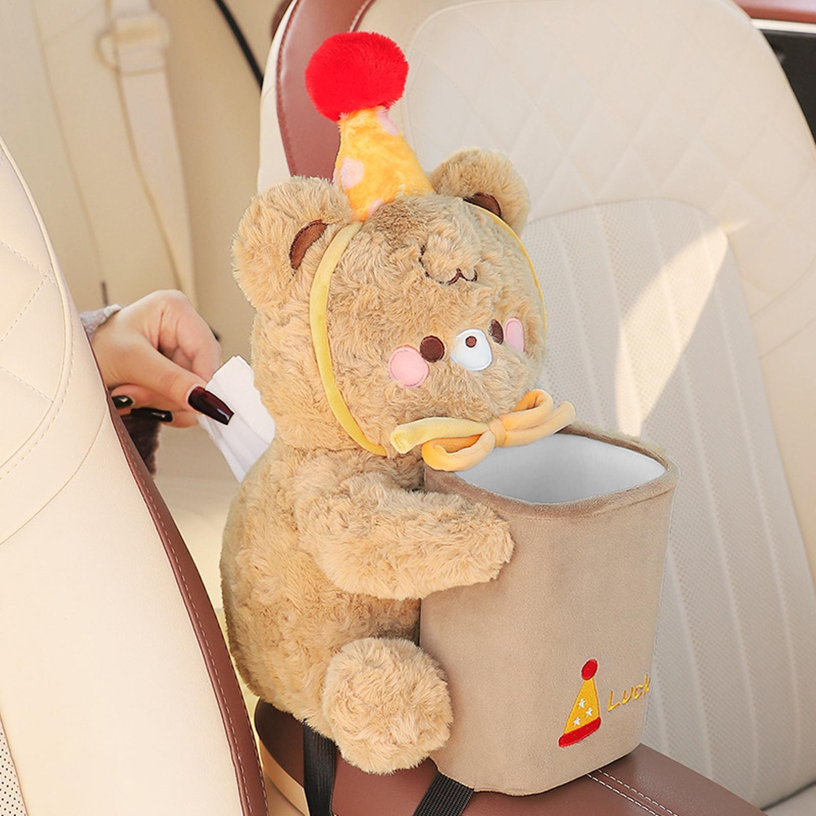 Cute Plush Car Tissue Holder and Trash Can Cartoon Car Trash Bin Tissue Holder Paper Dispenser Case Vehicle Interior Accessory CHINA