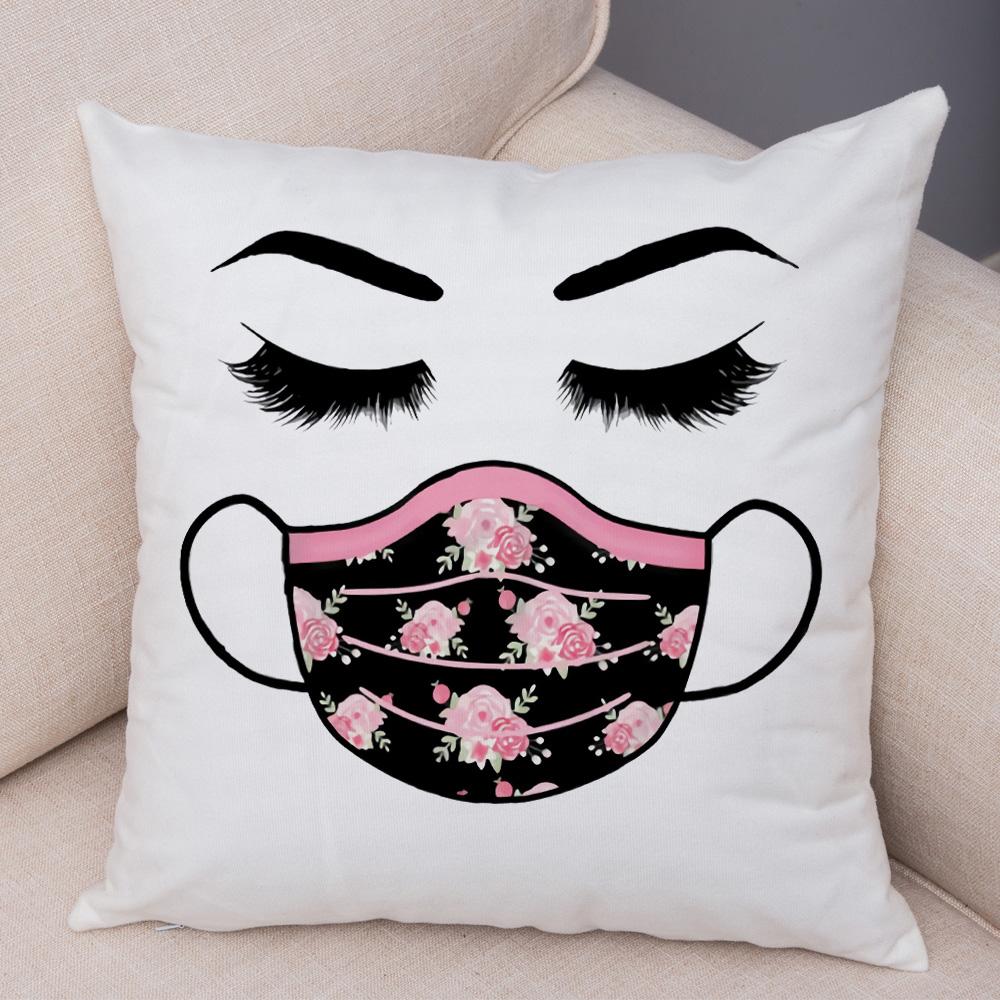 Fashion Mask Eyelash Print Pattern Pillowcase Cover  Bed Car Office Decorative