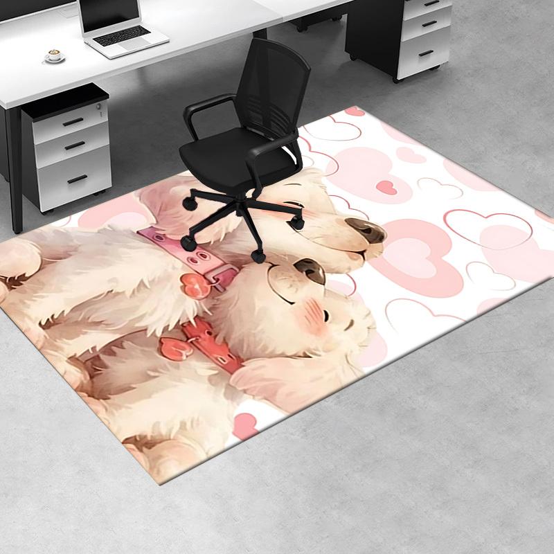 Cute Puppy ThemeLove Heart Chair Mat: Office Carpet, Oversized Rug for Home Decor, Sofa Mat, Gift Idea for Any Room