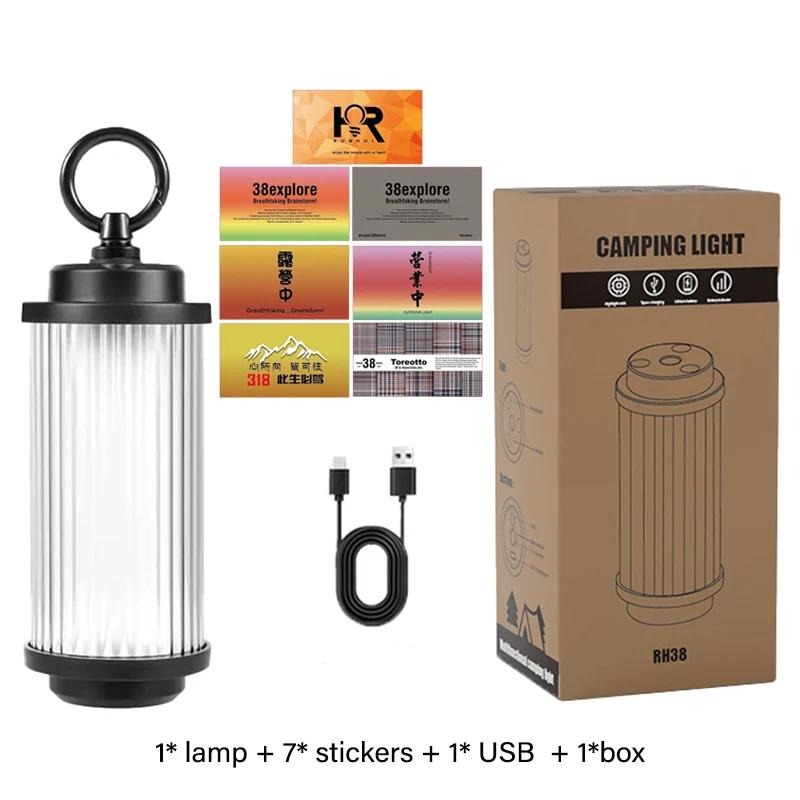 Mini 38 Lamp 38 Explore Kampeerlamp USB Oplaadbaar Tentlantaarn Zaklampen Buiten Kampeer Sfeerlicht 2000mAh kleur zwarte bonen
