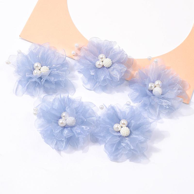 5Pcs Artificial Flowers Heads Chiffon Yarn Fake Flowers For Home Decor Marriage Wedding Decoration Craft Garland Gift Accessory