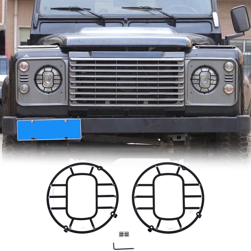 For Land Rover Defender 110 2004-2019 Car Headlight Lampshade Headlamp Lens Cover Protection Net Grill Guard Trim