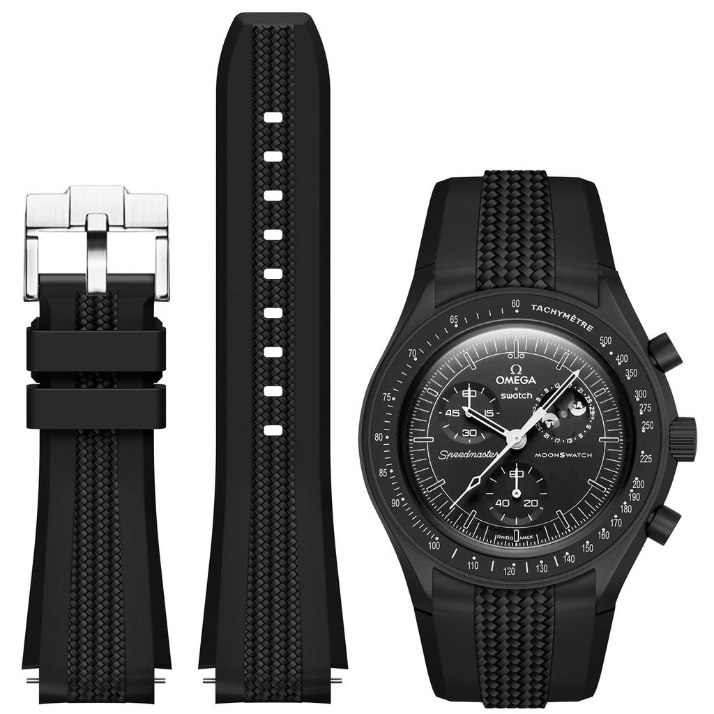 20mm Silicone Strap for Omega x Swatch Speedmaster Moonswatch No Gap Replacement Curved End Band for Omega X Swatch WatchBand\[[