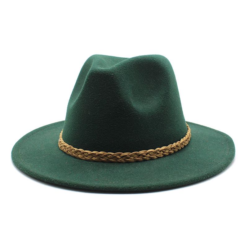 Woolen Jazz Hat Retro Classic Flat Hat Big Eaves Hat Top Hat Felt Hat