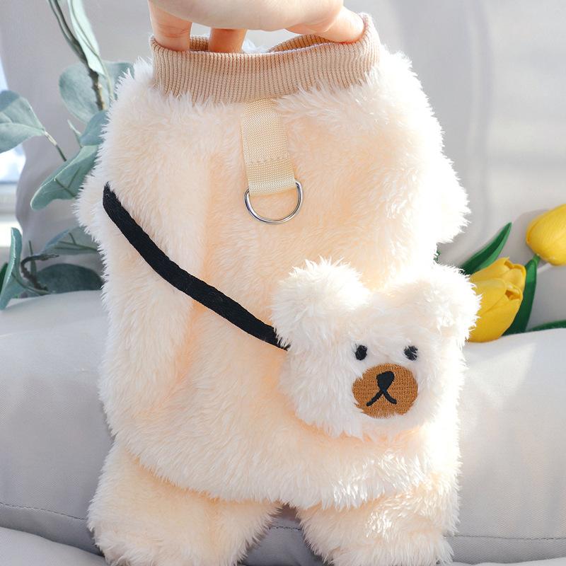 Pet Puppy Clothes Autumn And Winter With Traction Pomeranian Small Puppy Bichon Frize Winter Teddy Four-legged Clothes Autumn Clothes