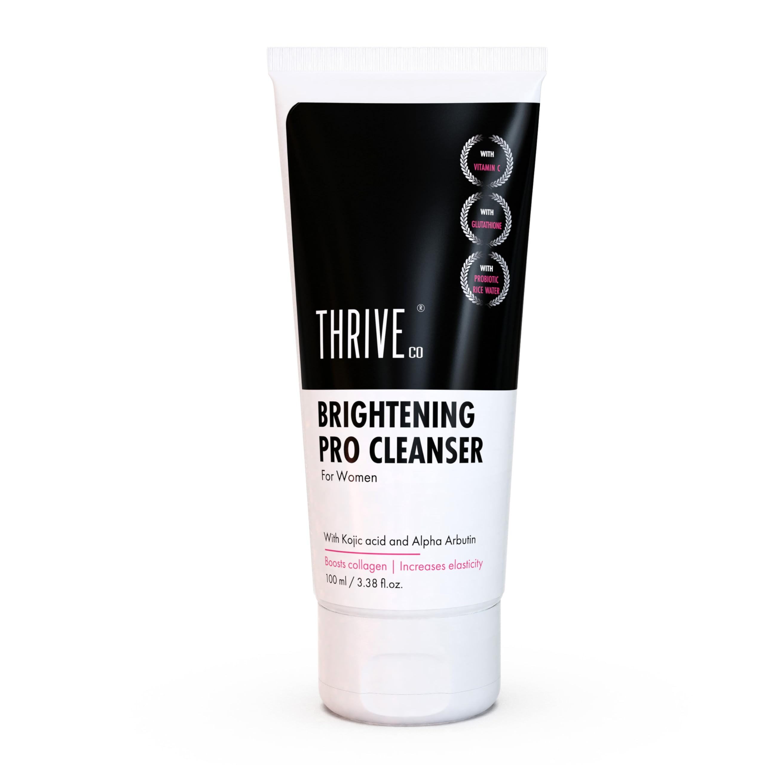 ThriveCo Brightening PRO Cleanser for Women with Probiotic Rice Water, Vit C, Kojic Acid, Alpha Arbutin & Glutathione | Anti-ageing Face Wash, Boos