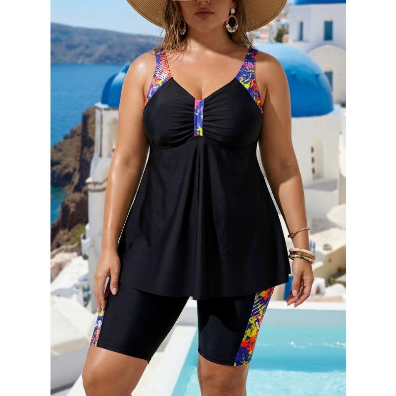 Dames Grote Maten Bedrukte Tankini Gesplitst Zwempak 6xl