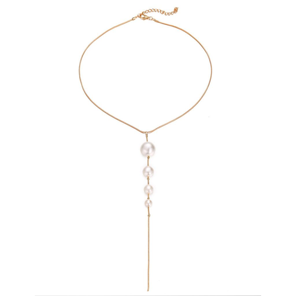 C136 Necklace Creative Retro Simple Artificial Pearl Pendant Palace Style Tassel Necklace Jewelry