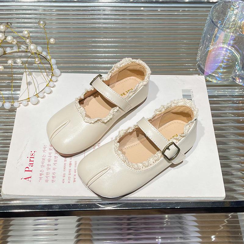 

Girls Small Leather Shoes 2025 Spring New Sweet Children s Princess Shoes Large Children False Toe Soft Sole Single Shoes 24 абрикосовий