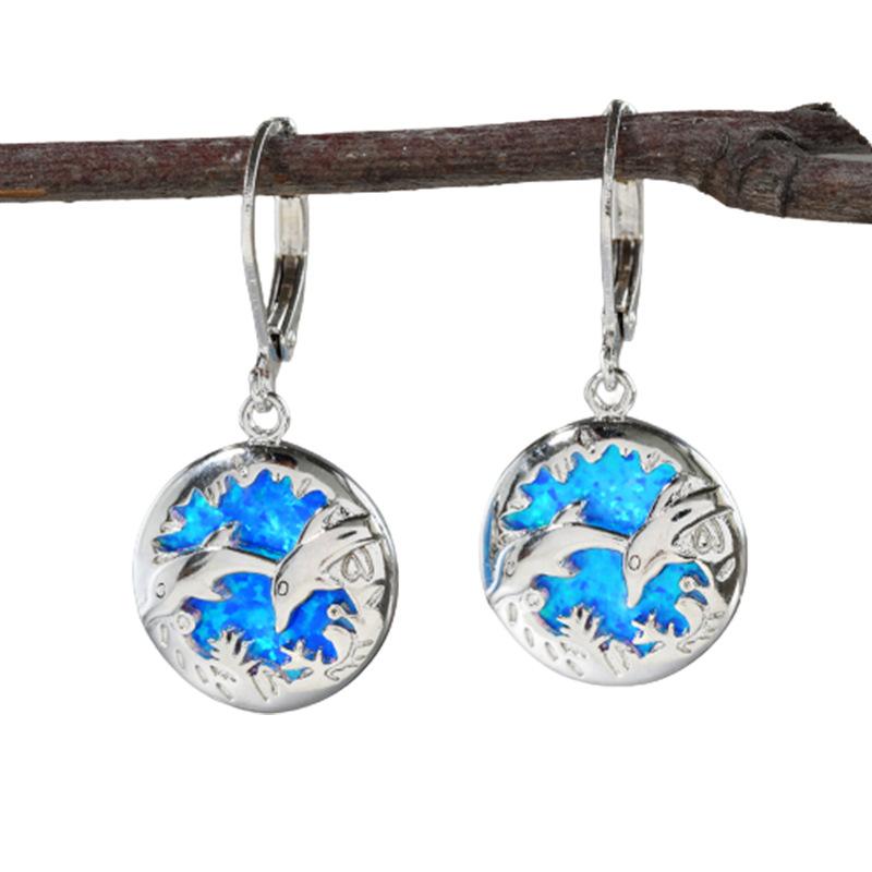 

Европейские и американские серьги Две серьги-дельфина синего цвета Мужские и женские аксессуары ручной работы Креативные аксессуары