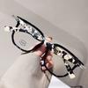 Women Fashion Glasses Frame Vintage Frames Men Retro Square Imitation Wood Grain Legs Spectacles