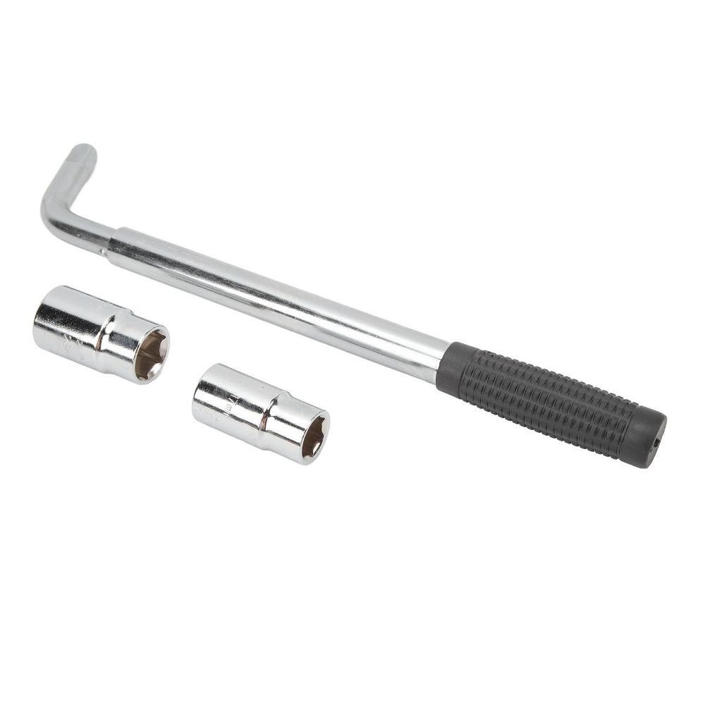 Telescoping L Type Wheel Wrench 17/19mm and 21/22mm Sockets Tire Iron Wrench Auto Repair