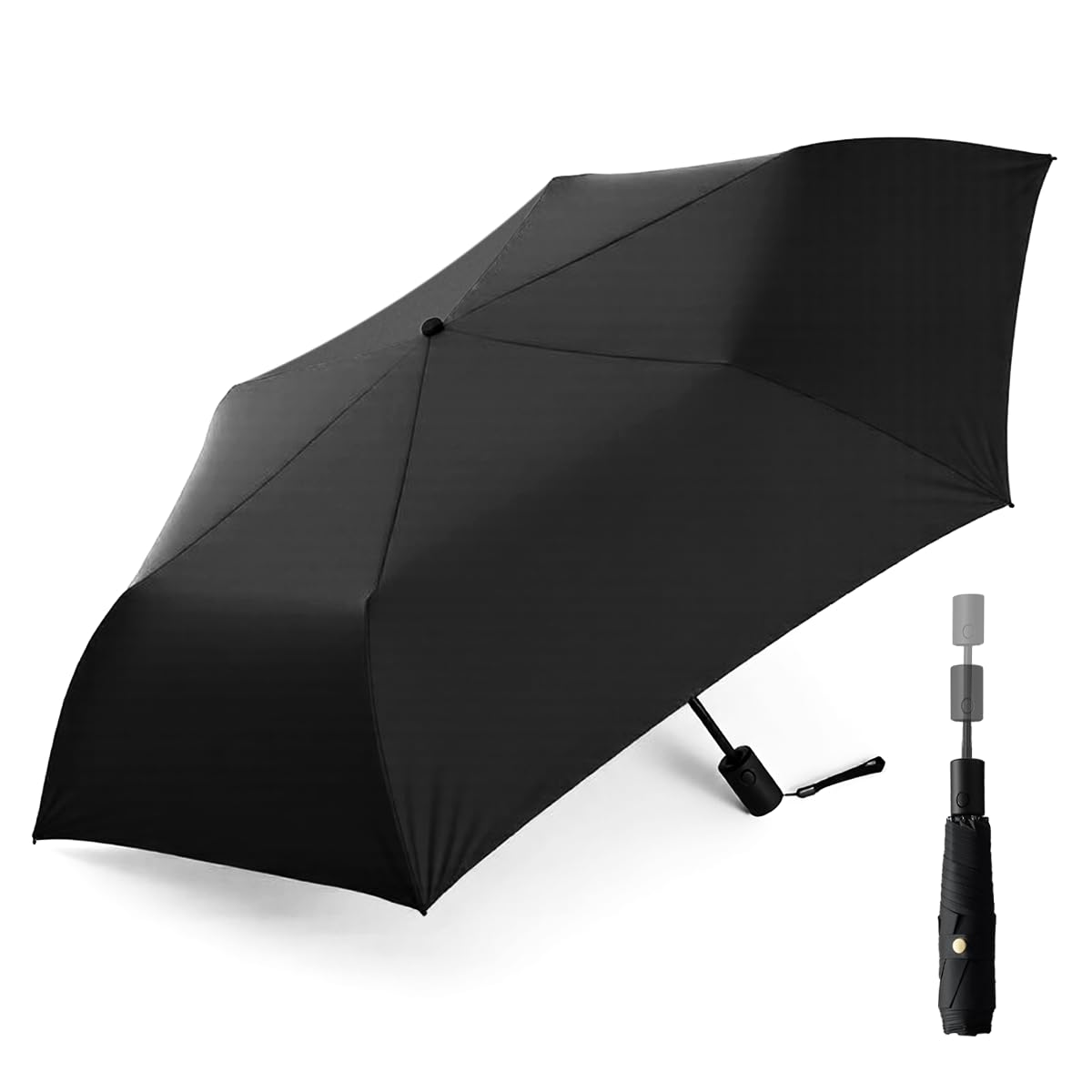 

DAIBON Складной зонт от солнца с инновационной полной защитой от УФ-лучей и тепла, автоматический, компактный, подходит для солнца и и технологии Black Step-Close, защита 103%, чёрный