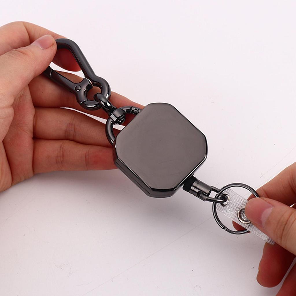 Retractable Key Ring Carabiner Extender With Chain Retractable Badge Clip For Camping Daily Commute Hiking Outdoor Travel