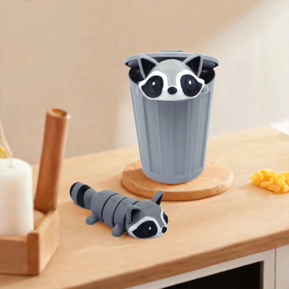 3D Printed Raccoon Figure Toy Models Cute Articulated Raccoon Toy Stress Relief Toy  Room Decor