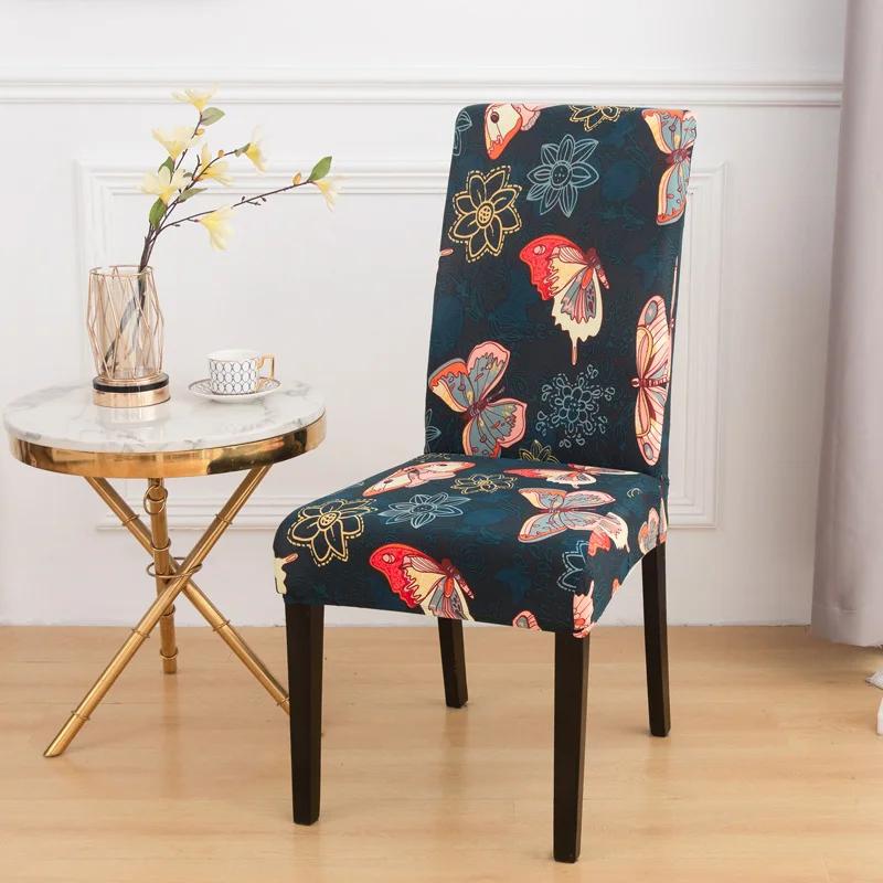 1PC Printing Elastic Dining Chair Cover Stretch Seat Case Slipcovers Chair Covers for Dining Room Wedding Hotel Banquet Office
