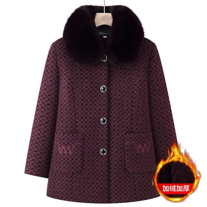 

Пожилое пальто зимнее женское новое одежда для мамы флисовый топ одежда бабушка шерстяное пальто пожилая женщина 5XL [recommended 150-80kg] фиолетовый