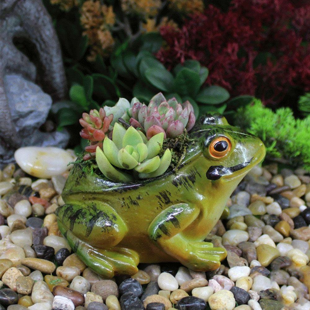

Breathable Frog Flower Pot Resin Plant Planter Frog Succulent Plant Pots Home Decoration зелёный
