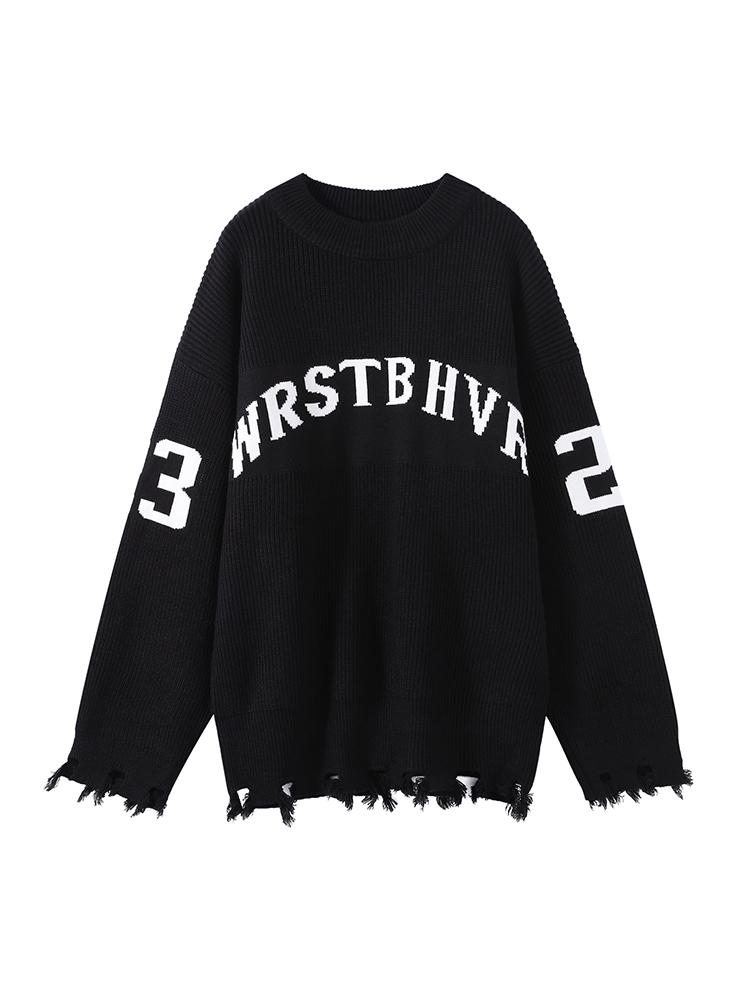 

Ladies Letter Fashion Sweater Sports Style Knitted Pullover Women s Warm Top Lining Grey Sweater Black Sweater Autumn and Winter S