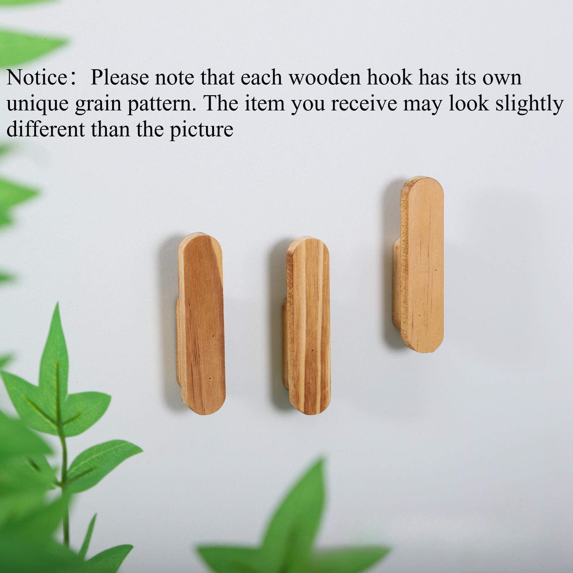 

3Pcs Solid Wood Heavy-Duty Hooks for Entryway, Bathroom, and Bedroom - Multi-Hook Space-Saving Design with Easy Installation