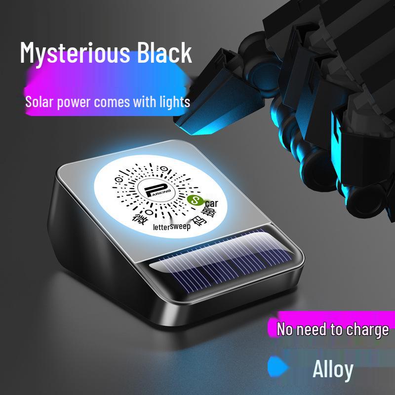 Velká slitinová dočasná parkovací karta s ukrytým QR kódem pro skenování WeChat a zobrazení telefonního čísla