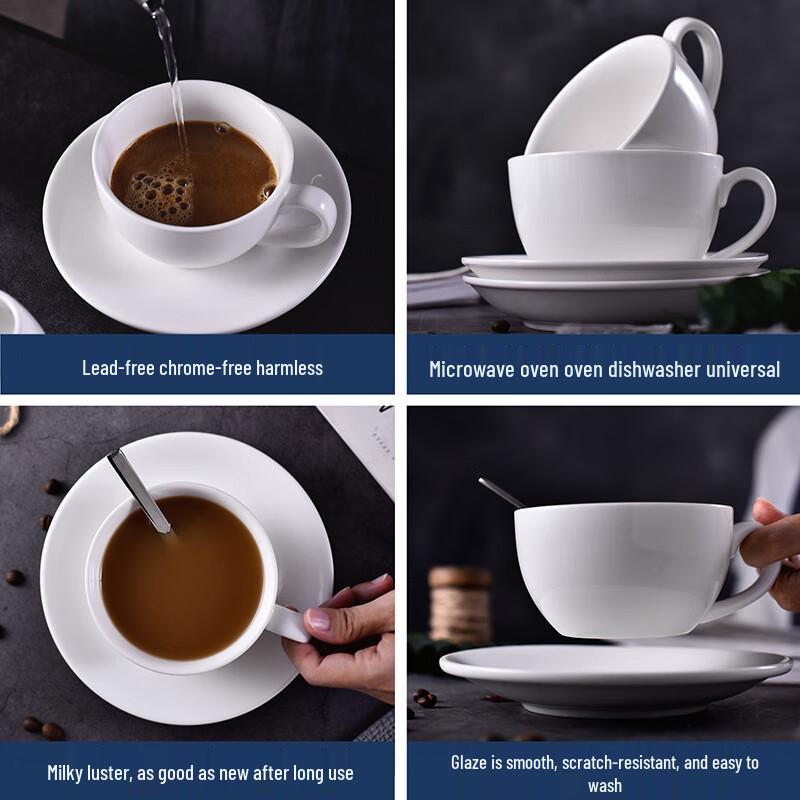 Pure White Ceramic Coffee Cup & Saucer Set