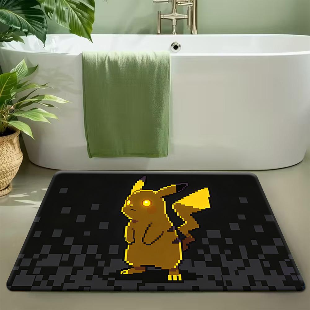 Anime Pokemon Gengar Purple Neon Style Print Non-slip Doormat, Soft Absorbent Floor Rug for Bathroom Bedroom Entrance, Home Deco